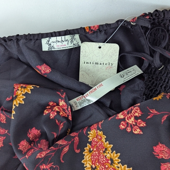 Free People On My Own Maxi Dress Sleeveless Floral Print Satin Black Combo M NWT - Picture 14 of 14